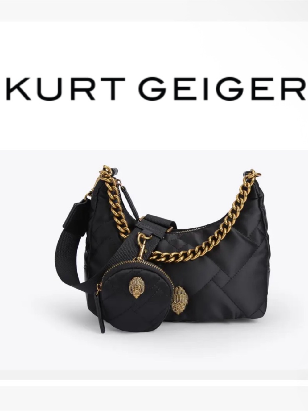 Kurt Geiger Black Quilted Crossbody Bag with Gold Chain quilted NWT
$172
